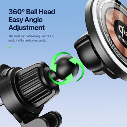 V5 15W Qi2 Air Outlet Car Transparent Magnetic Wireless Charging Holder(Black) by buy2fix