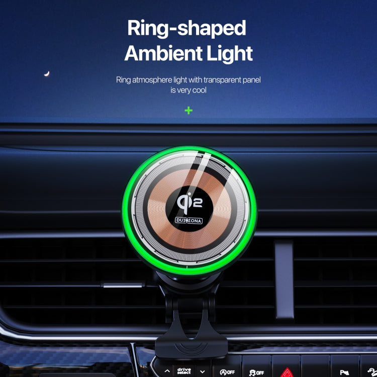 V5 15W Qi2 Air Outlet Car Transparent Magnetic Wireless Charging Holder(Black) by buy2fix