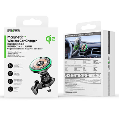 V5 15W Qi2 Air Outlet Car Transparent Magnetic Wireless Charging Holder(Black) by buy2fix