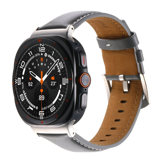 For Galaxy Watch Ultra2 2026 / 2025 / 1 2024 Plain Genuine Leather Watch Band(Grey)