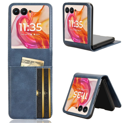 For Motorola Razr 50 Ultra Skin Feel Card Slot Leather Phone Case(Blue) - Motorola Cases by buy2fix | Online Shopping UK | buy2fix