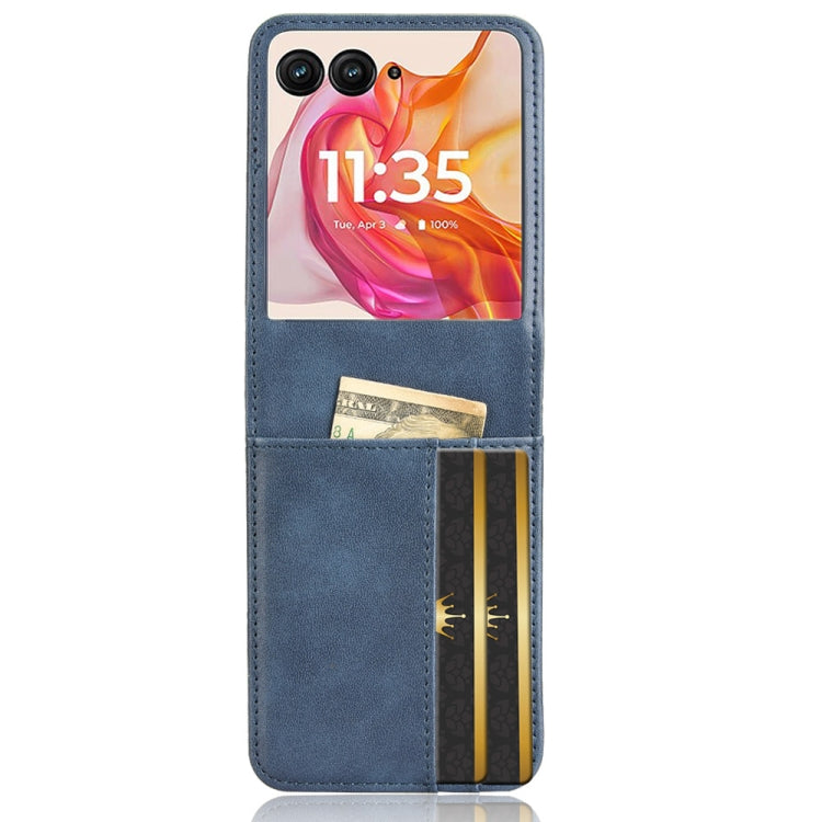 For Motorola Razr 50 Ultra Skin Feel Card Slot Leather Phone Case(Blue) - Motorola Cases by buy2fix | Online Shopping UK | buy2fix