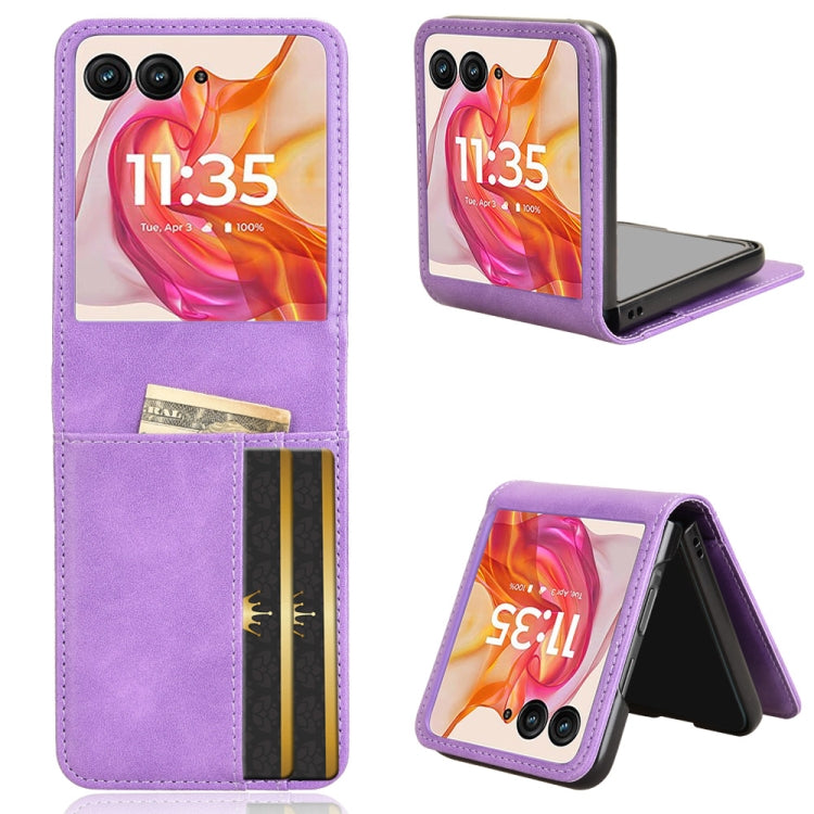 For Motorola Razr 50 Ultra Skin Feel Card Slot Leather Phone Case(Purple) by buy2fix