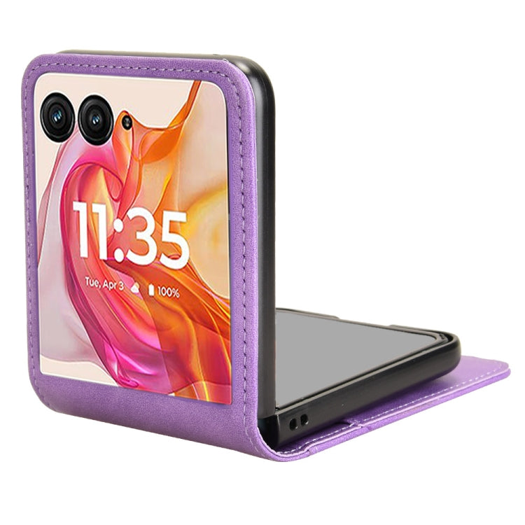 For Motorola Razr 50 Ultra Skin Feel Card Slot Leather Phone Case(Purple) by buy2fix