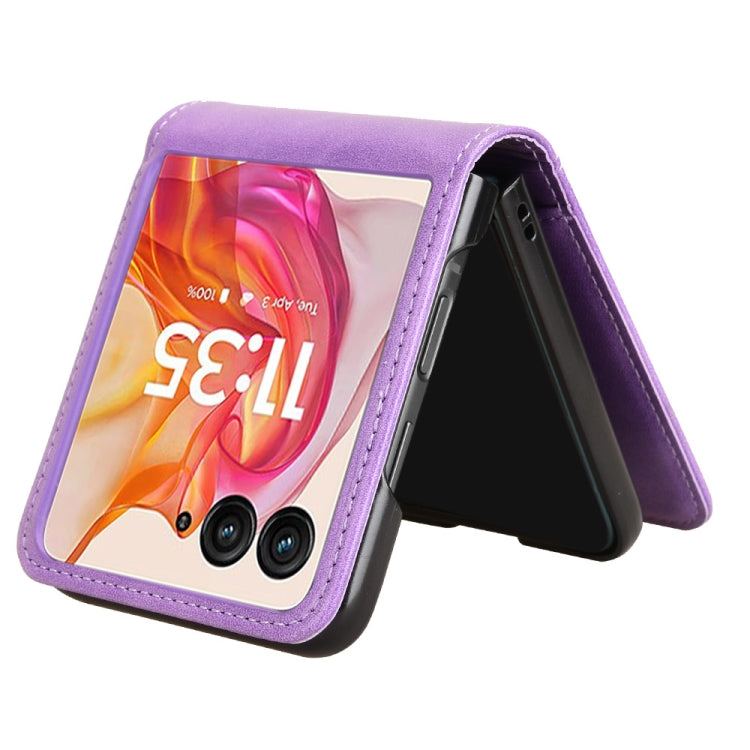 For Motorola Razr 50 Ultra Skin Feel Card Slot Leather Phone Case(Purple) by buy2fix