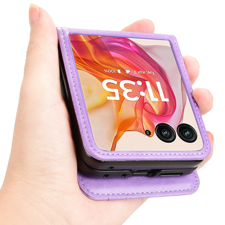 For Motorola Razr 50 Ultra Skin Feel Card Slot Leather Phone Case(Purple) by buy2fix
