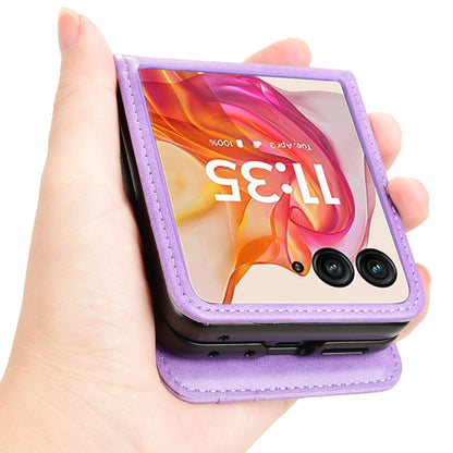 For Motorola Razr 50 Ultra Skin Feel Card Slot Leather Phone Case(Purple) by buy2fix