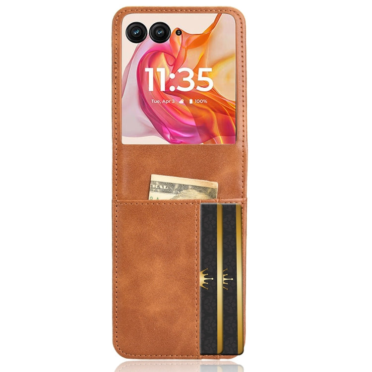 For Motorola Razr 50 Ultra Skin Feel Card Slot Leather Phone Case(Brown) by buy2fix