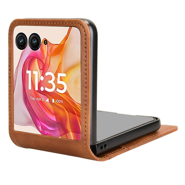 For Motorola Razr 50 Ultra Skin Feel Card Slot Leather Phone Case(Brown) by buy2fix