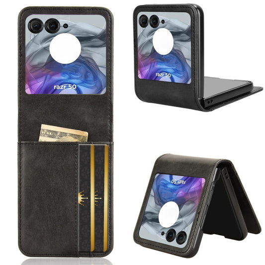 For Motorola Razr 50 Skin Feel Card Slot Leather Phone Case(Black) by buy2fix
