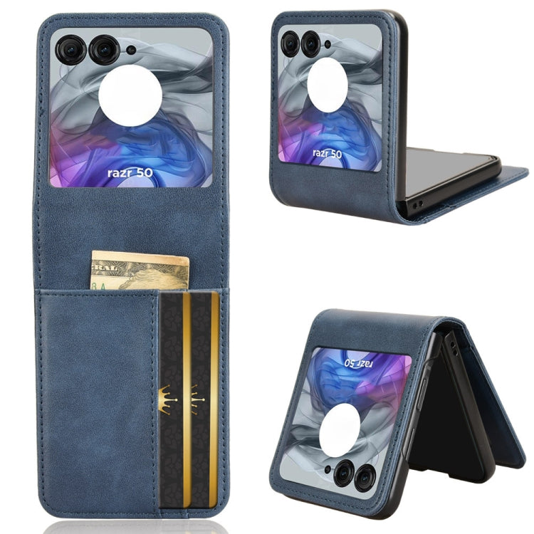 For Motorola Razr 50 Skin Feel Card Slot Leather Phone Case(Blue) by buy2fix
