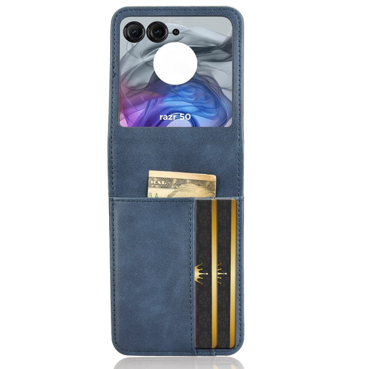 For Motorola Razr 50 Skin Feel Card Slot Leather Phone Case(Blue) by buy2fix