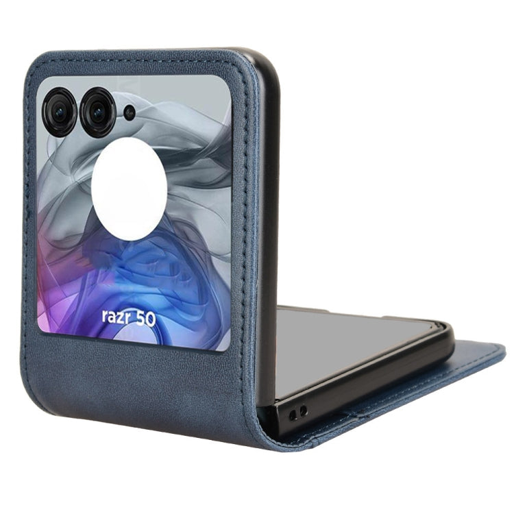For Motorola Razr 50 Skin Feel Card Slot Leather Phone Case(Blue) by buy2fix