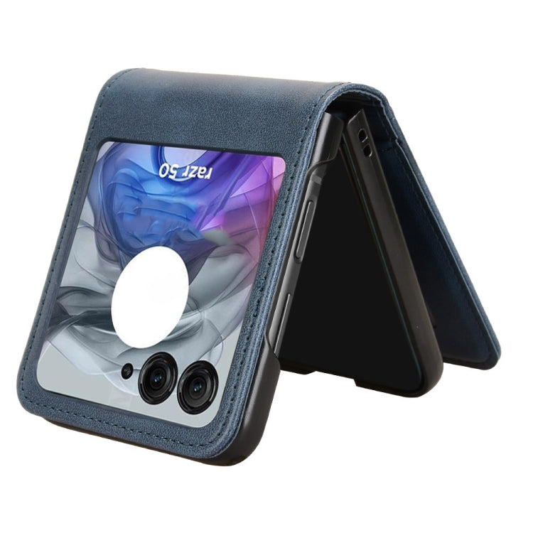 For Motorola Razr 50 Skin Feel Card Slot Leather Phone Case(Blue) by buy2fix