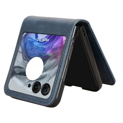 For Motorola Razr 50 Skin Feel Card Slot Leather Phone Case(Blue) by buy2fix