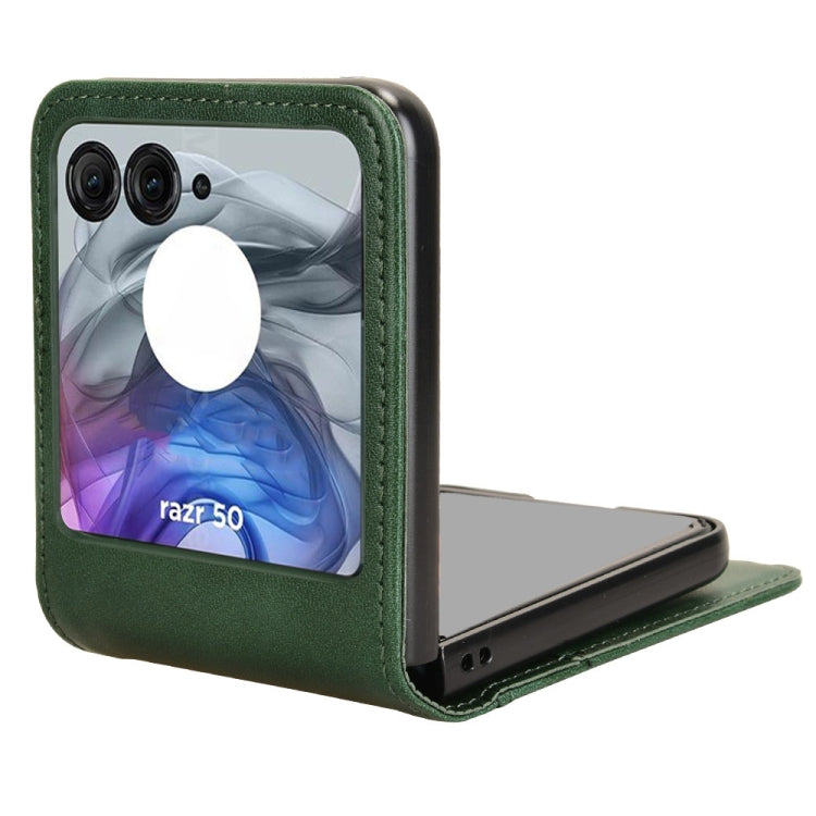 For Motorola Razr 50 Skin Feel Card Slot Leather Phone Case(Green) by buy2fix