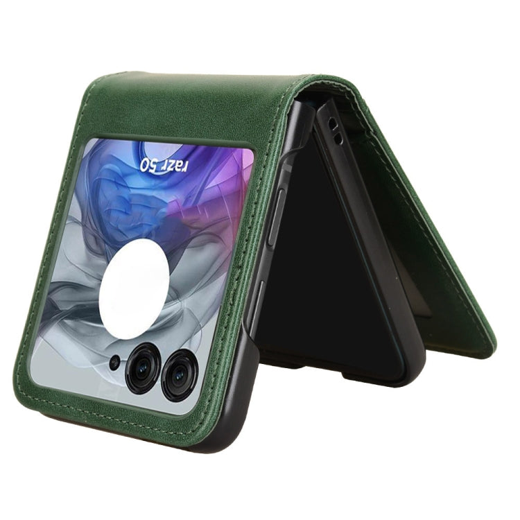 For Motorola Razr 50 Skin Feel Card Slot Leather Phone Case(Green) by buy2fix