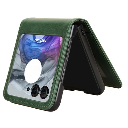 For Motorola Razr 50 Skin Feel Card Slot Leather Phone Case(Green) by buy2fix