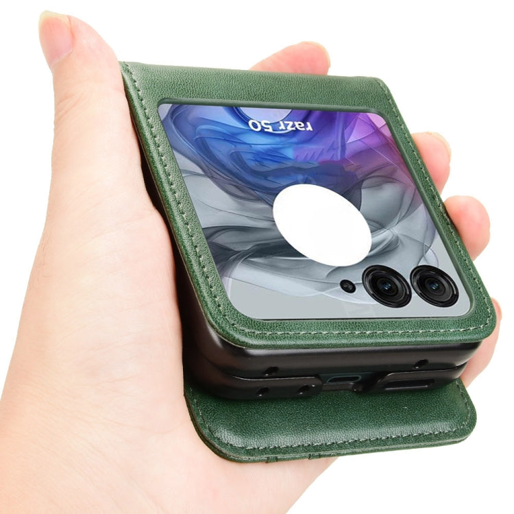 For Motorola Razr 50 Skin Feel Card Slot Leather Phone Case(Green) by buy2fix