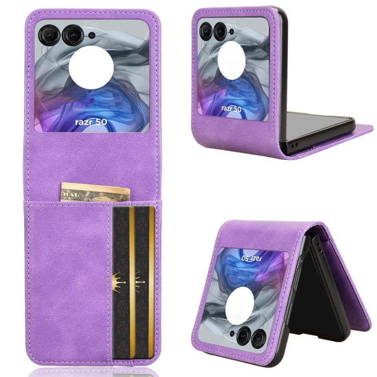 For Motorola Razr 50 Skin Feel Card Slot Leather Phone Case(Purple) by buy2fix