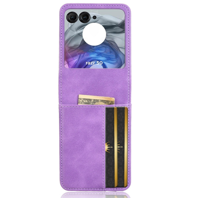 For Motorola Razr 50 Skin Feel Card Slot Leather Phone Case(Purple) by buy2fix