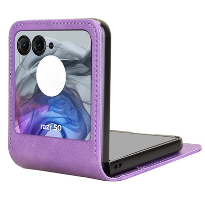 For Motorola Razr 50 Skin Feel Card Slot Leather Phone Case(Purple) by buy2fix