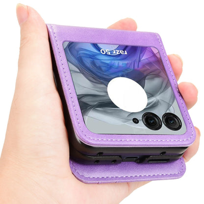 For Motorola Razr 50 Skin Feel Card Slot Leather Phone Case(Purple) by buy2fix