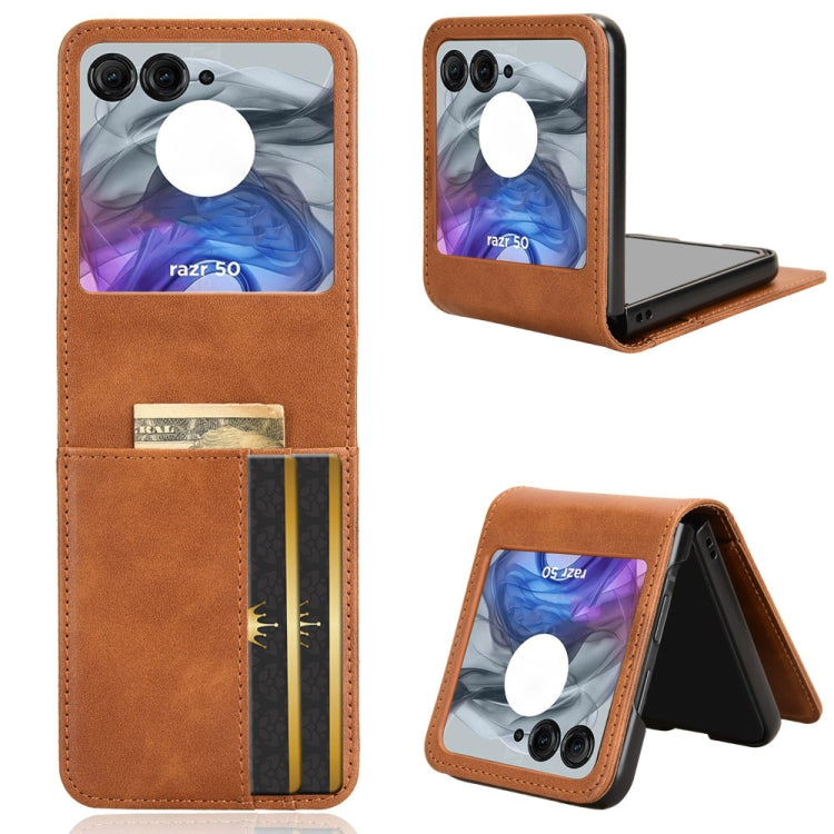 For Motorola Razr 50 Skin Feel Card Slot Leather Phone Case(Brown) by buy2fix
