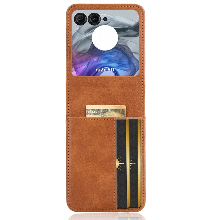 For Motorola Razr 50 Skin Feel Card Slot Leather Phone Case(Brown) by buy2fix