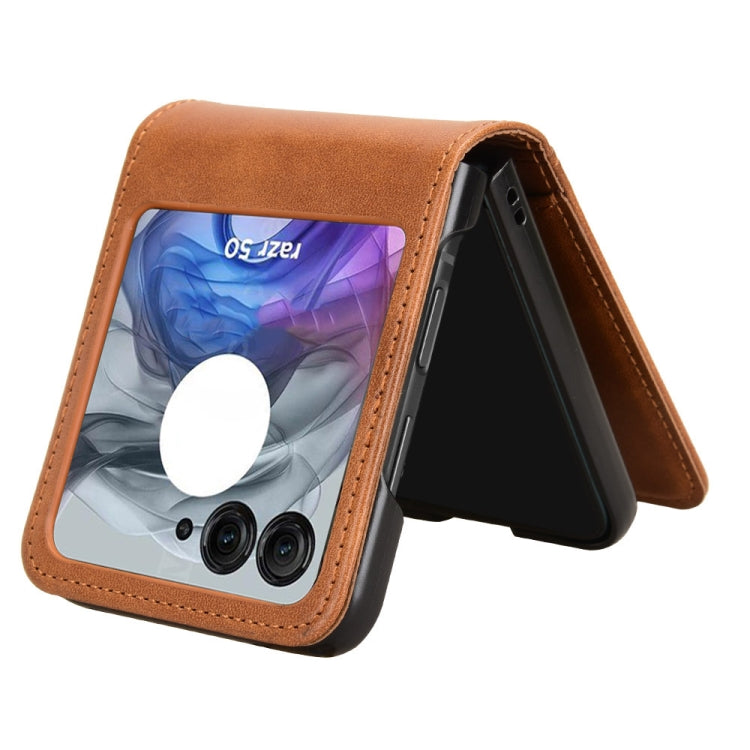 For Motorola Razr 50 Skin Feel Card Slot Leather Phone Case(Brown) by buy2fix