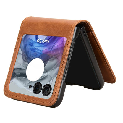 For Motorola Razr 50 Skin Feel Card Slot Leather Phone Case(Brown) by buy2fix