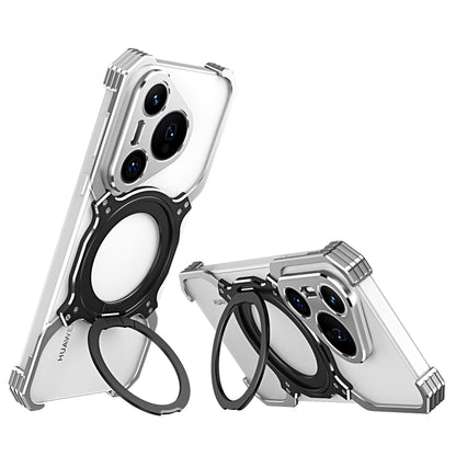 For Huawei Pura 70 Pro / 70 Pro+ Mechanical Arm Borderless MagSafe Holder Metal Phone Case(Silver) - Huawei Cases by buy2fix | Online Shopping UK | buy2fix