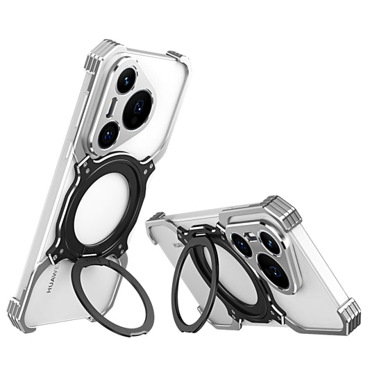 For Huawei Pura 70 Pro / 70 Pro+ Mechanical Arm Borderless MagSafe Holder Metal Phone Case(Silver) - Huawei Cases by buy2fix | Online Shopping UK | buy2fix