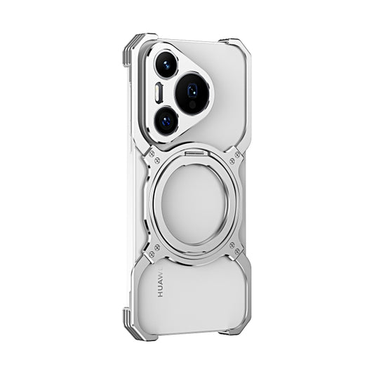 For Huawei Pura 70 Pro / 70 Pro+ Mechanical Arm Borderless MagSafe Holder Metal Phone Case(Silver) - Huawei Cases by buy2fix | Online Shopping UK | buy2fix