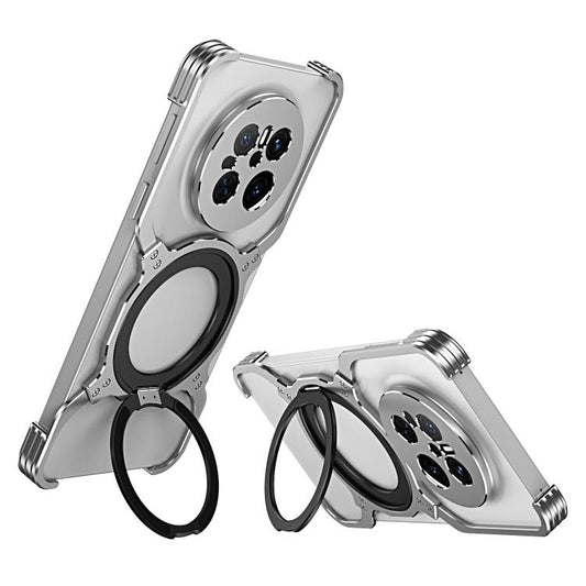 For Huawei Mate 70 Mechanical Arm Borderless MagSafe Holder Metal Phone Case(Silver) - Huawei Cases by buy2fix | Online Shopping UK | buy2fix