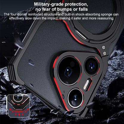 For Huawei Mate 60 Pro Mechanical Arm Borderless MagSafe Holder Metal Phone Case(Black Red) - Huawei Cases by buy2fix | Online Shopping UK | buy2fix