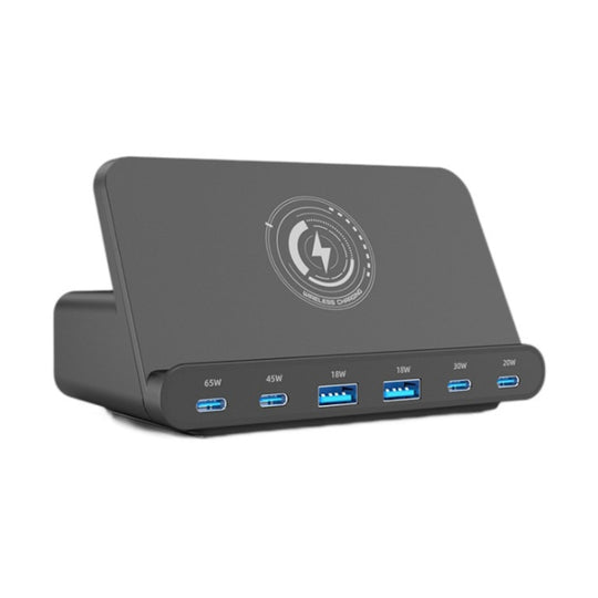 160W 4 x Type-C + 2 x USB Multi Ports Charger Support QI Wireless Charging(EU Plug)
