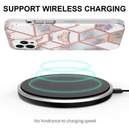 For iPhone 16 Pro Max Splicing Marble Flower IMD TPU Phone Case(Crown) by buy2fix