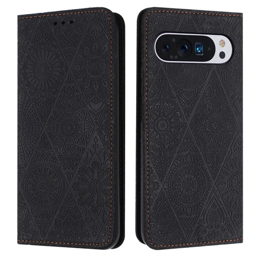 For Google Pixel 9 / 9 Pro Ethnic Embossed Adsorption Leather Phone Case(Black) by buy2fix