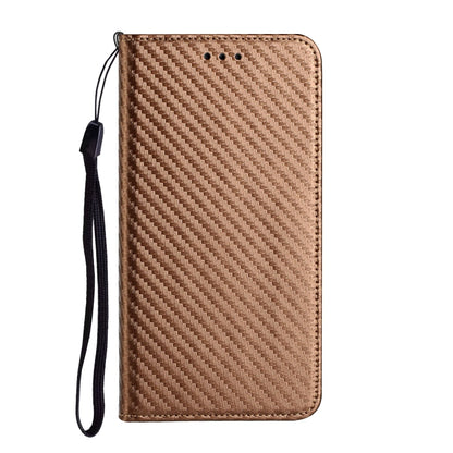 For iPhone 16 Pro Max Carbon Fiber Texture Magnetic Flip Leather Phone Case(Brown) by buy2fix