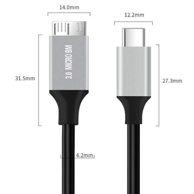 USB-C / Type-C 3.0 to Micro B Mobile Hard Disk Adapter Cable, Length:1m by buy2fix