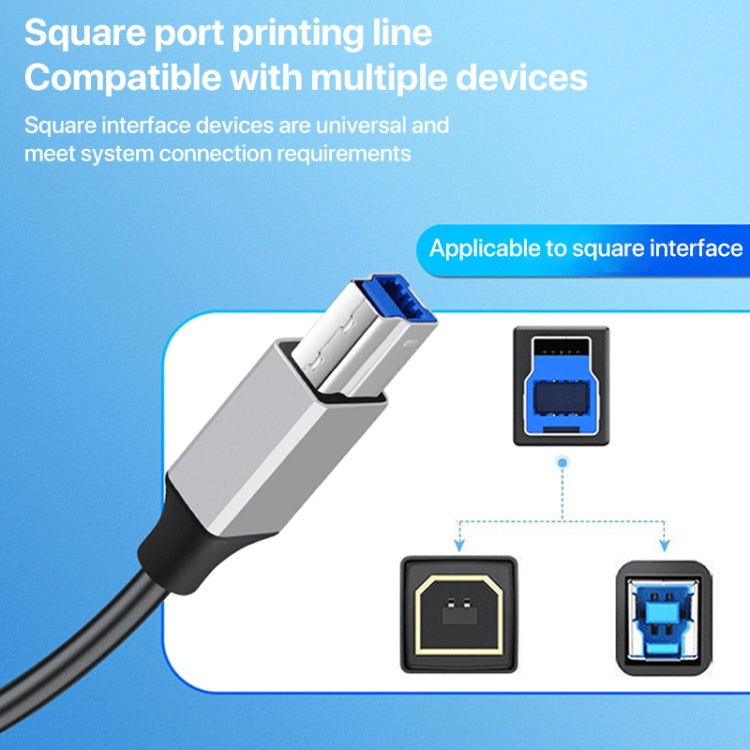 USB 3.0 A Male to USB-B Square Interface Printer Data Transmission Adapter Cable, Length:2m by buy2fix