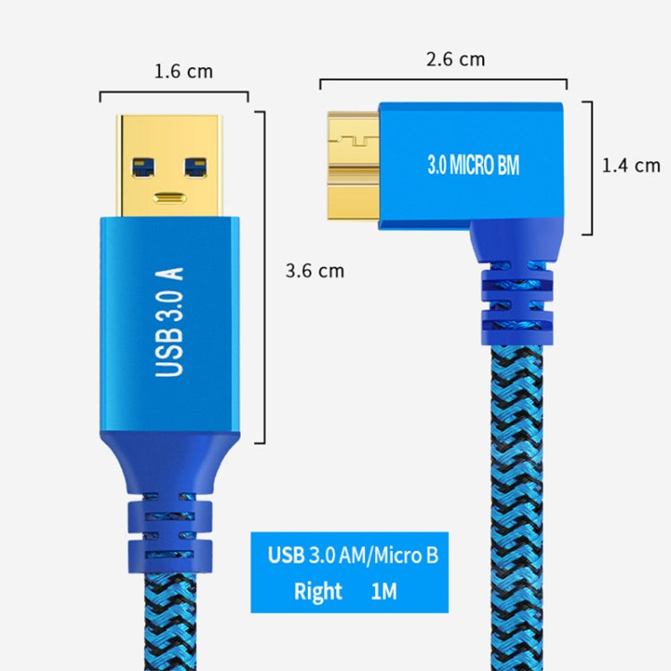 USB 3.0 A to Micro B 3.0 Male Mobile Hard Drive Data Connection Cable, Length:1m(Blue) by buy2fix
