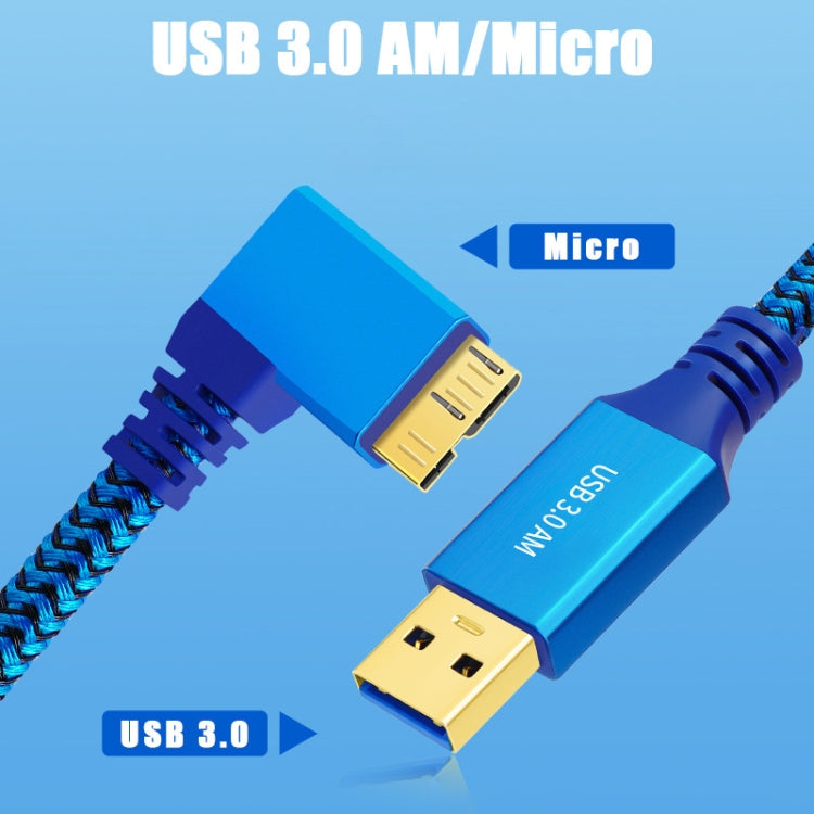 USB 3.0 A to Micro B 3.0 Male Mobile Hard Drive Data Connection Cable, Length:1m(Blue) by buy2fix