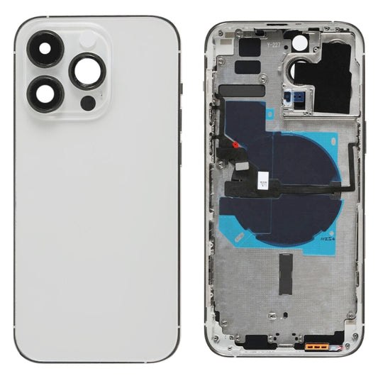 For iPhone 14 Pro Max Battery Back Cover with Power + Volume Flex Cable + Wireless Charging Module, Version:US Version(Silver) by buy2fix