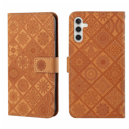 For Samsung Galaxy S25 5G Ethnic Style Embossed Pattern Leather Phone Case(Brown) by buy2fix