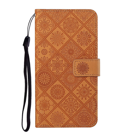 For Samsung Galaxy S25 5G Ethnic Style Embossed Pattern Leather Phone Case(Brown) by buy2fix