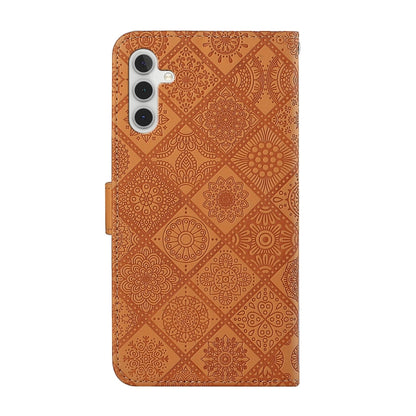 For Samsung Galaxy S25 5G Ethnic Style Embossed Pattern Leather Phone Case(Brown) by buy2fix