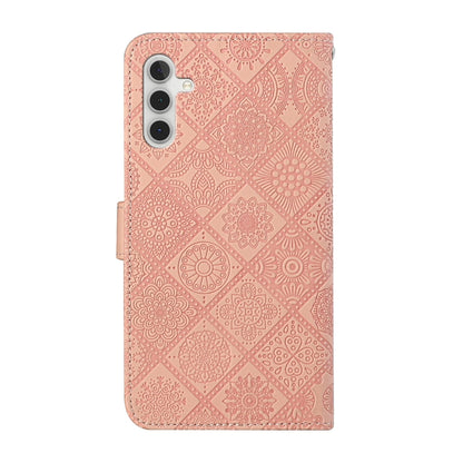 For Samsung Galaxy S25 5G Ethnic Style Embossed Pattern Leather Phone Case(Pink) by buy2fix