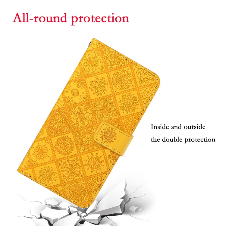 For Samsung Galaxy S25 5G Ethnic Style Embossed Pattern Leather Phone Case(Yellow) by buy2fix